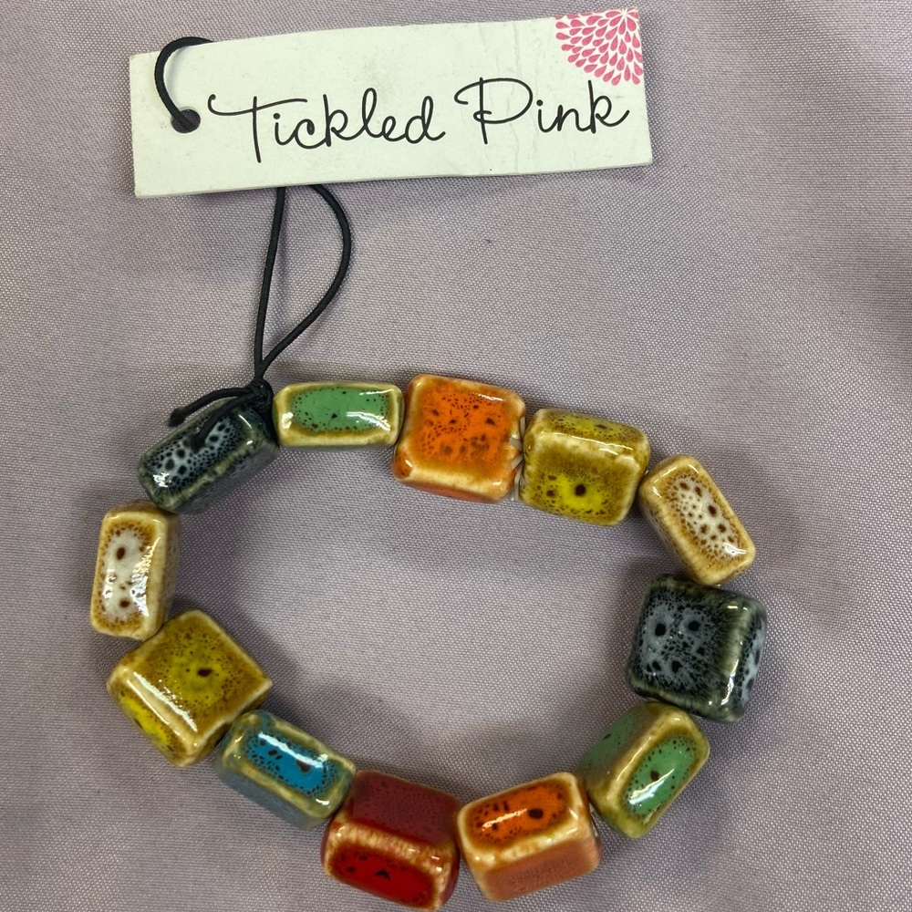 Tickled Pink Pottery Squares Bracelet